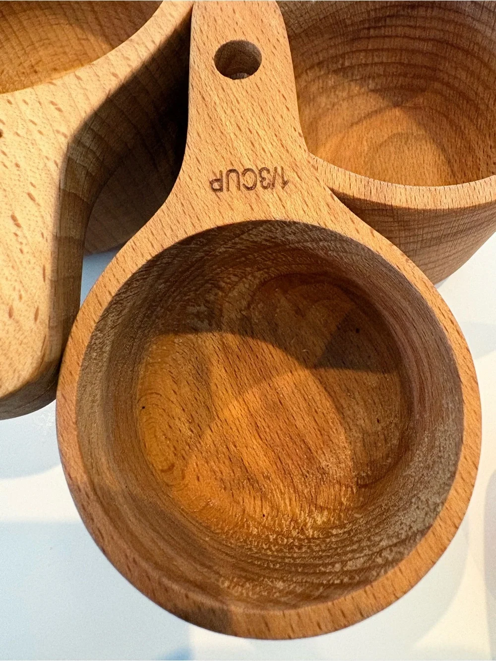 Wood Measuring Cups Set of 4 Nesting Stackable Rustic
